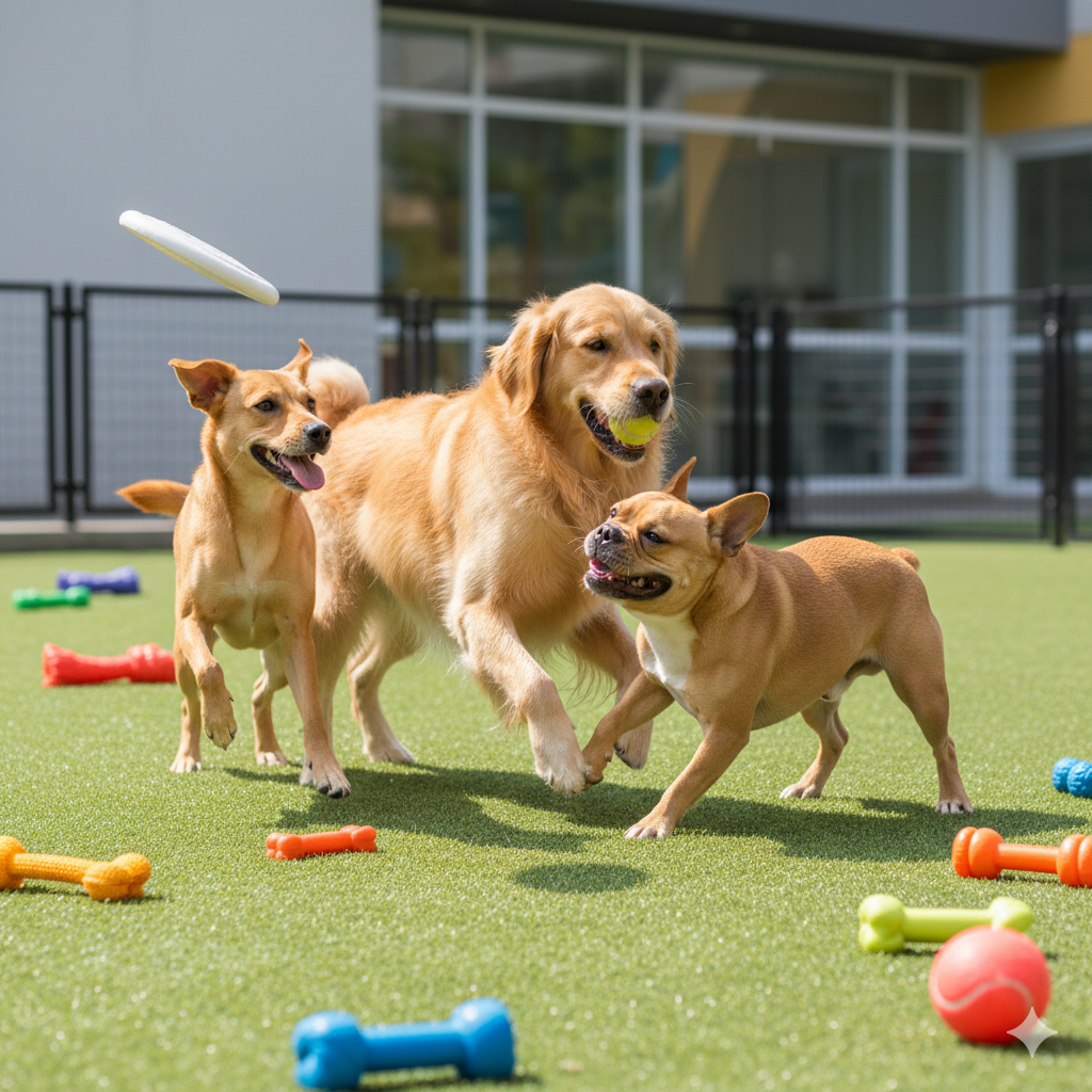 Cães se divertindo no Day Care